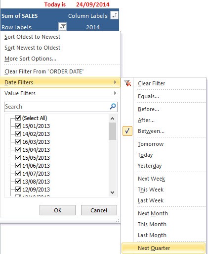 Filter a Pivot Table by Dates