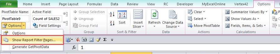 Show Report Filter Pages in a Pivot Table