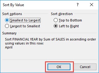 Sort an Item Row (Left to Right) With Excel Pivot Tables