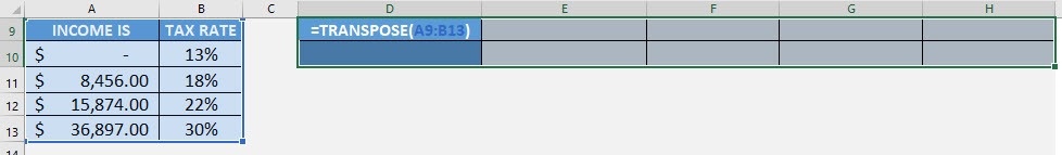 TRANSPOSE Formula in Excel
