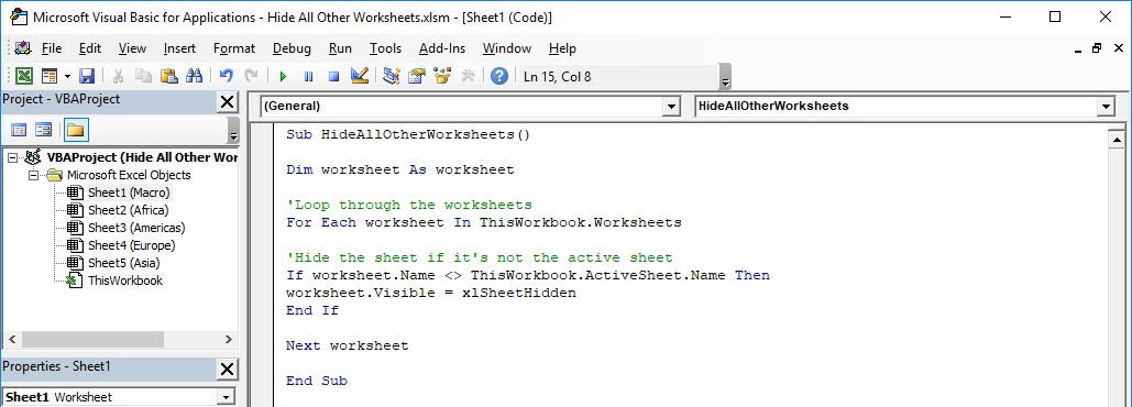 Hide All Other Worksheets Using Macros In Excel