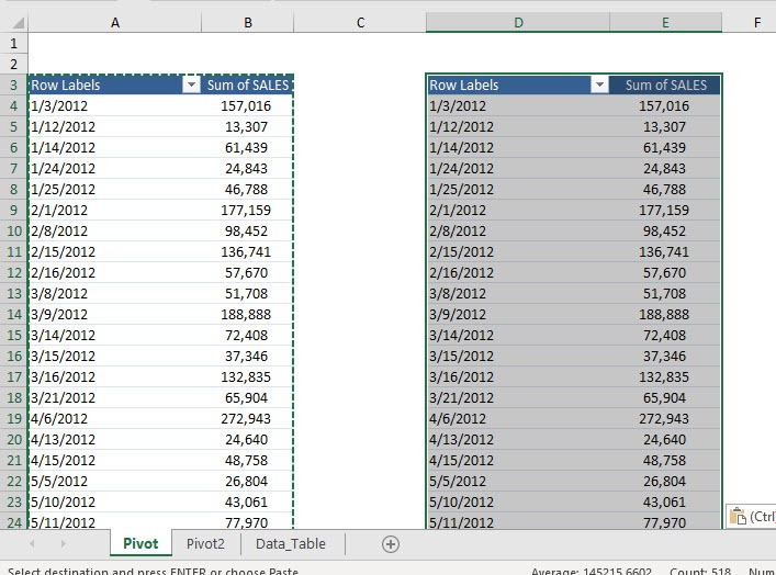 Group Two Excel Pivot Tables Independently