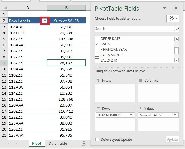 Filter by Labels - Numerical Text