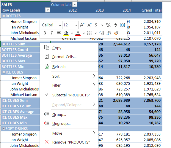 Create Multiple Subtotals in Excel Pivot Tables