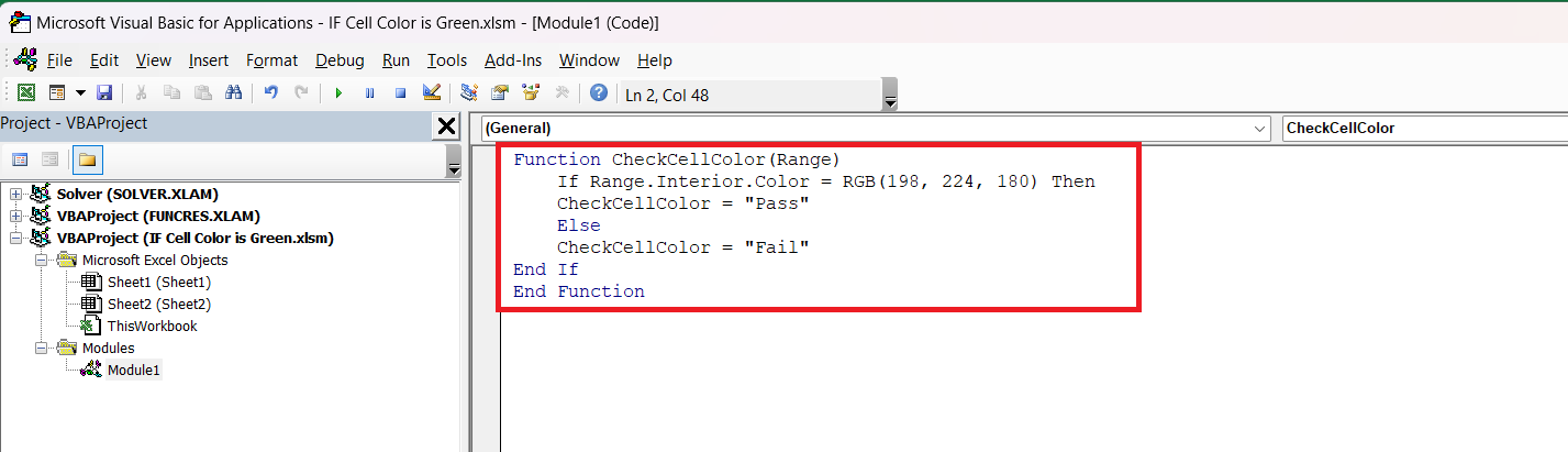 Check IF Cell Color is Green in Excel - 2 Quick Methods