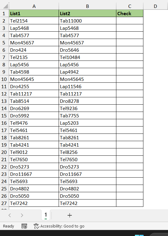 compare two columns