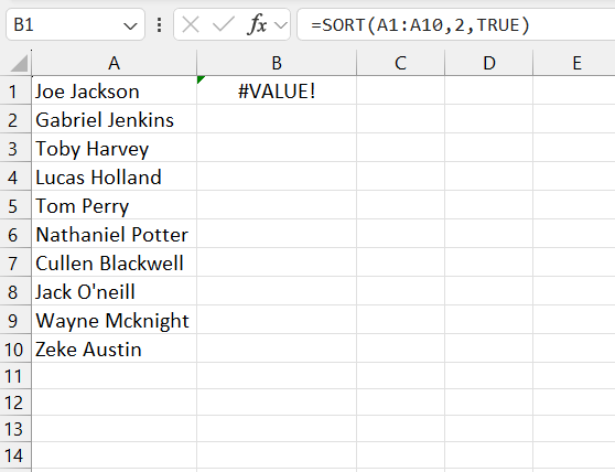 Ascending in Excel