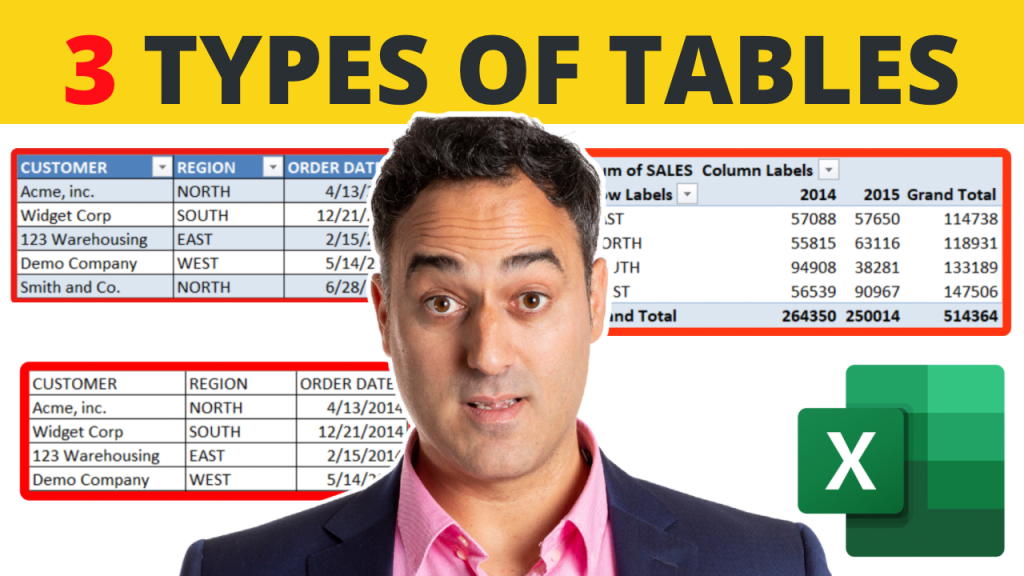 Types of tables in excel