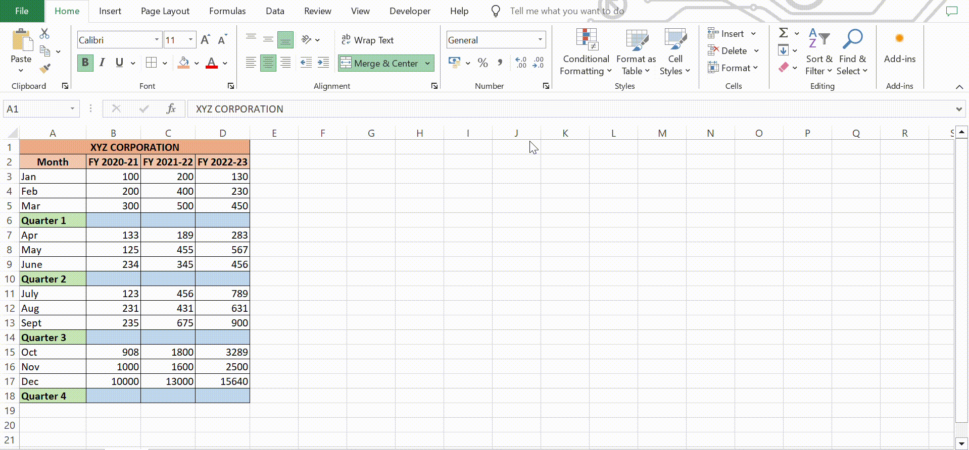 autosum in excel