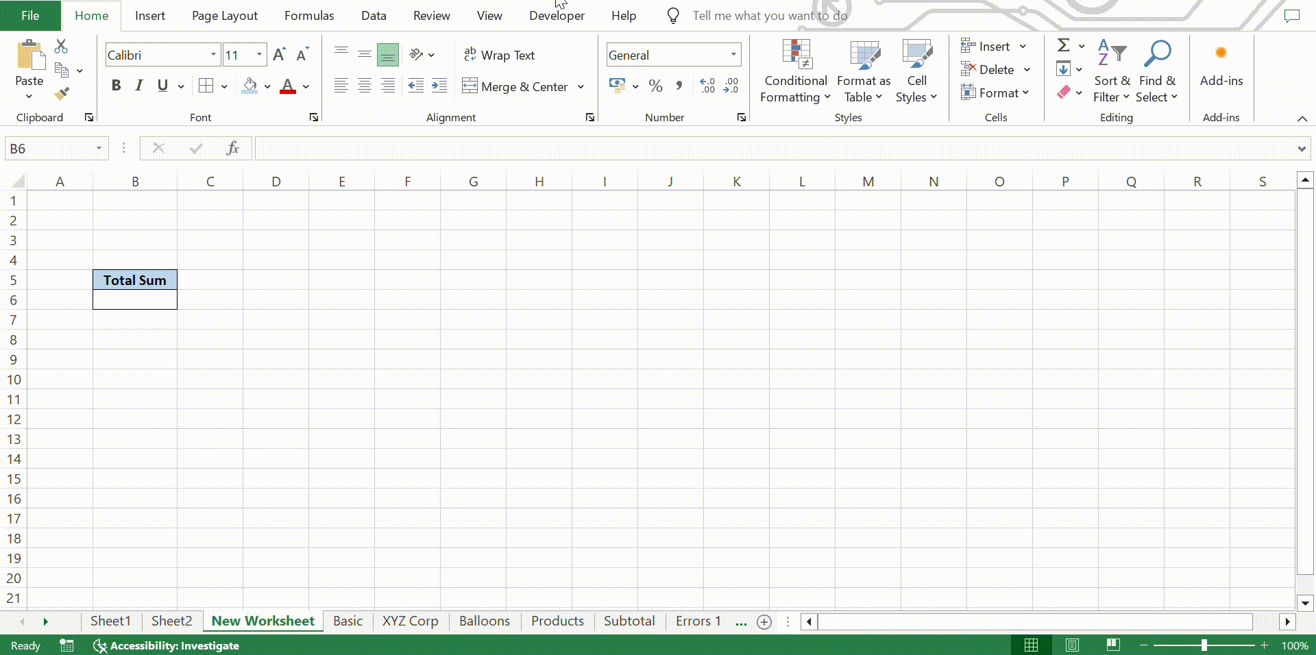 autosum in excel