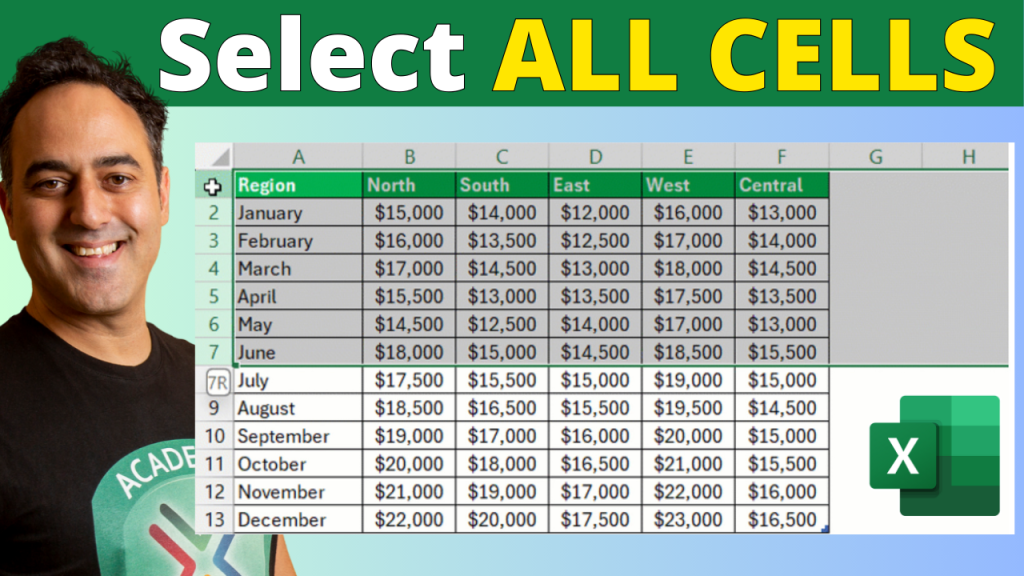 How to select all cells