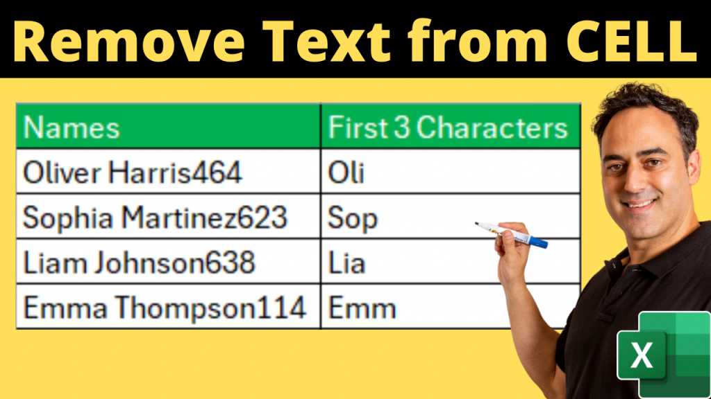 Remove Text from Cells in Excel
