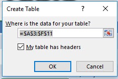 How to Insert an Excel Table