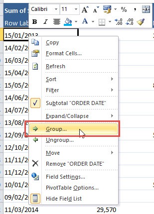Group Dates with a Pivot Table