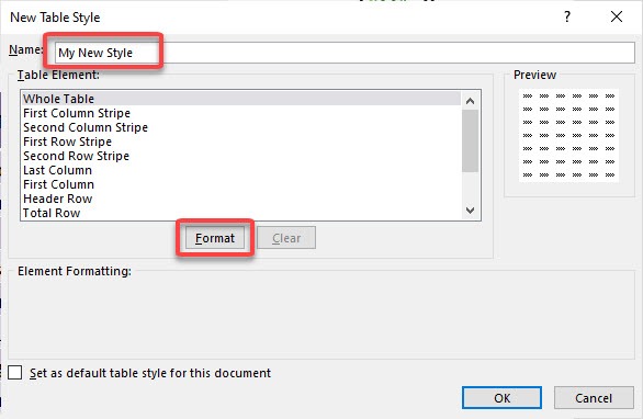 Excel Table: Styles