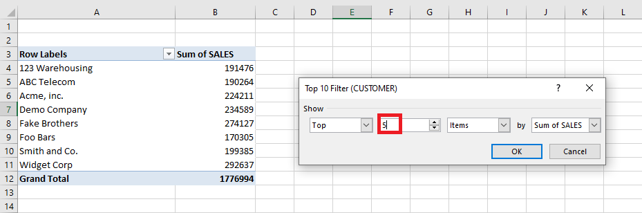 Pivot Table Filter: Top 5 Customers | MyExcelOnline