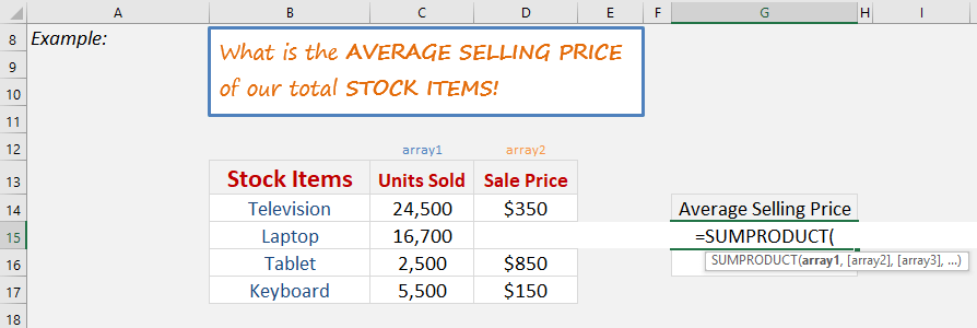 Sumproduct & Weighted Averages