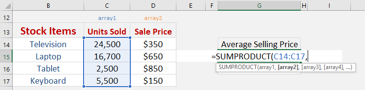 Sumproduct & Weighted Averages