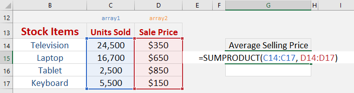 SumProduct Formula