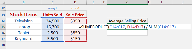 Sumproduct & Weighted Averages