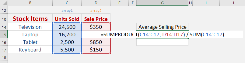 SumProduct Formula