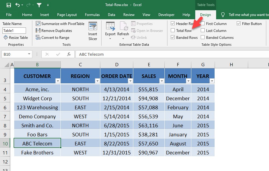 Excel Table: Row Calculations