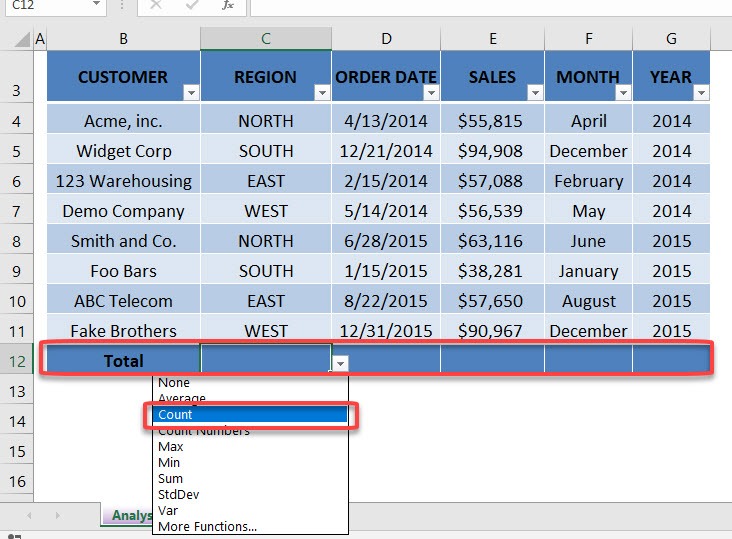 Excel Table: Row Calculations
