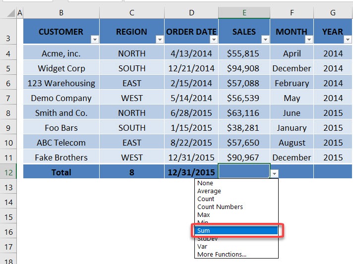 Excel Table: Row Calculations