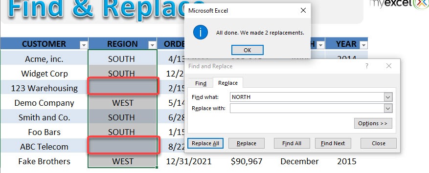 Find & Replace | MyExcelOnline
