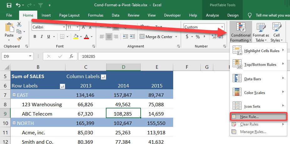 Pivot Table Conditional Formatting