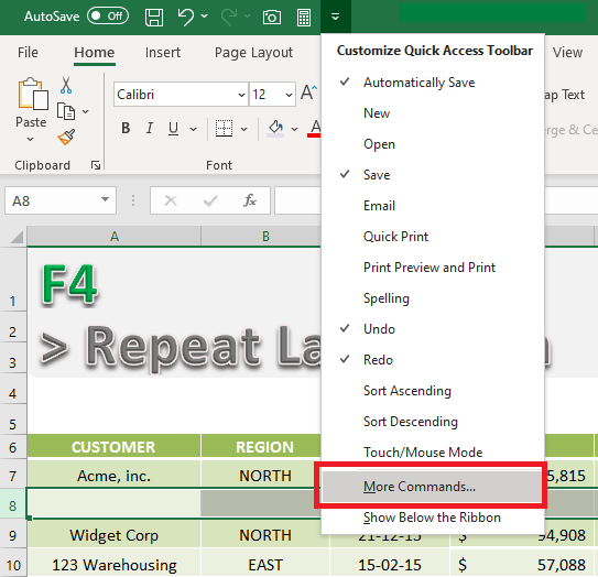 F4: Excel Repeat Last Action | MyExcelOnline