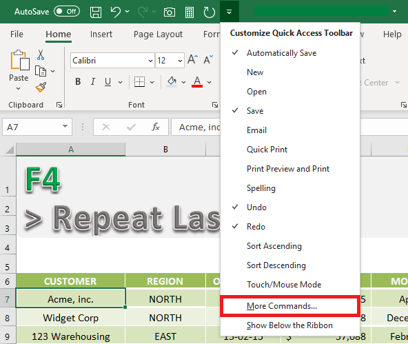 F4: Excel Repeat Last Action | MyExcelOnline