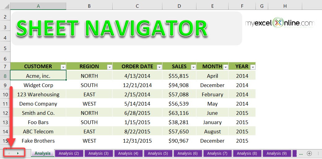 Excel Sheet Navigator | MyExcelOnline