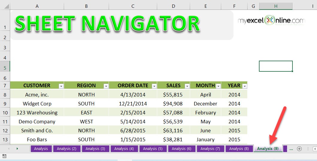 Excel Sheet Navigator