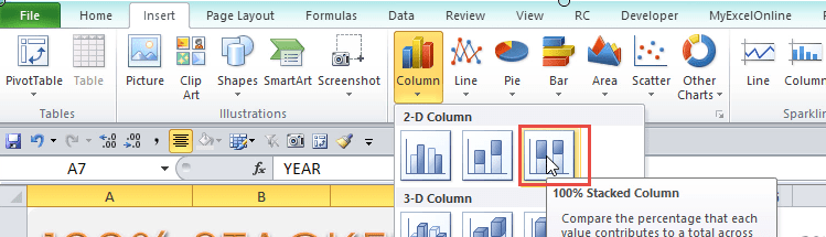 Stacked Column Chart Excel 2016