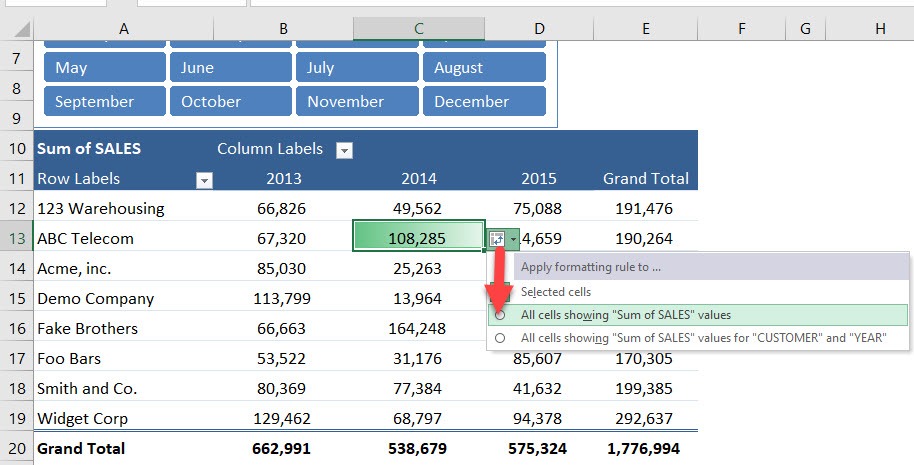 Conditionally Format a Pivot Table With Data Bars