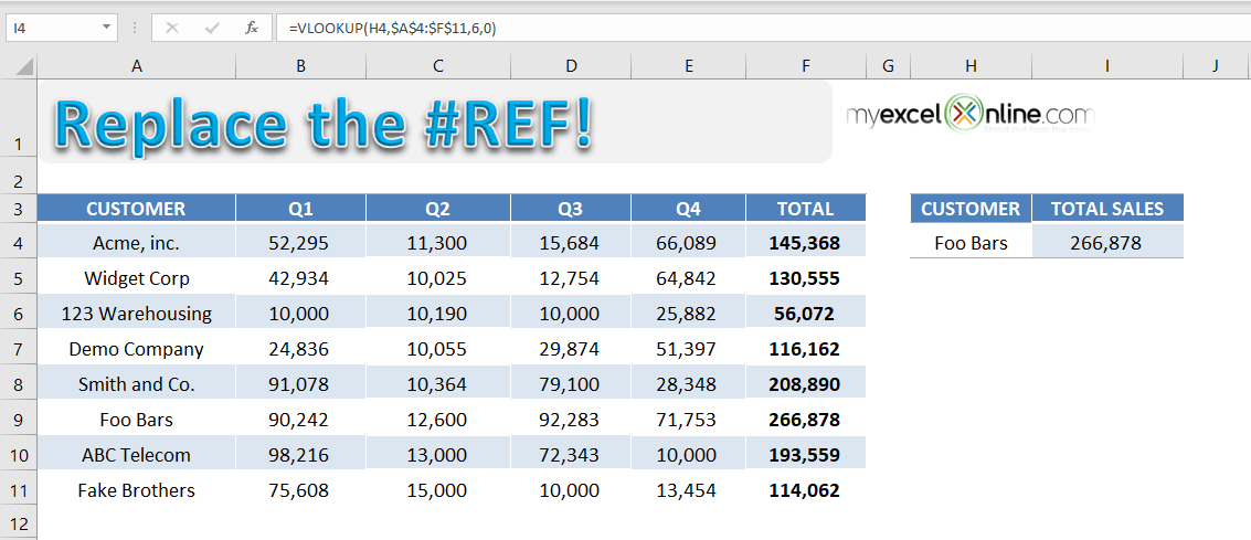 Clear a #REF error in Excel