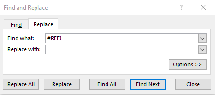 Clear a #REF error in Excel