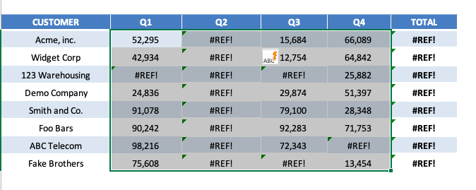 Clear a #REF error in Excel