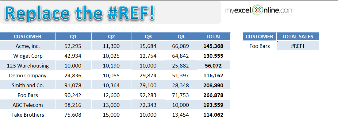 Clear a #REF error in Excel