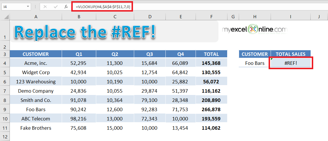 Clear a #REF error in Excel