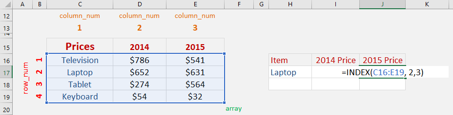 INDEX Function Introduction