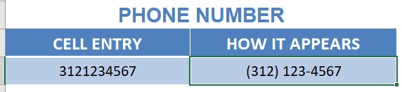 Format Cells: Special Numbers