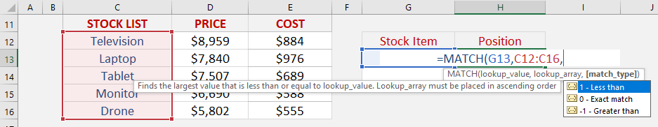 Match Formula