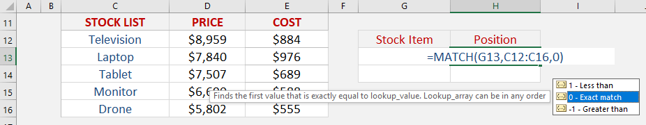 Match Formula