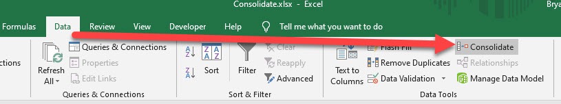 Consolidate in Excel with the CONSOLIDATE Tool