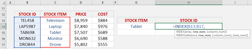 Index-Match formula