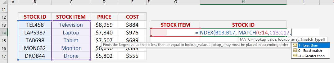 Index-Match formula