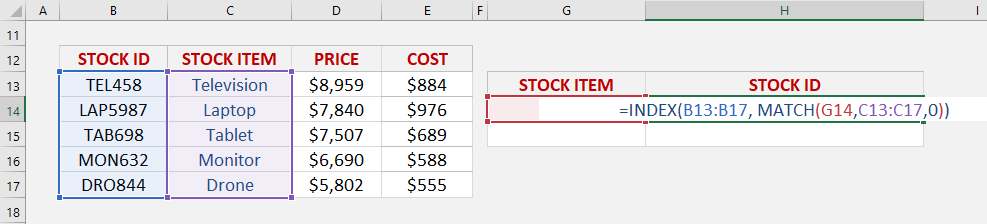 Index-Match formula