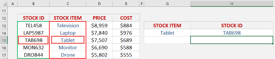 Index-Match formula